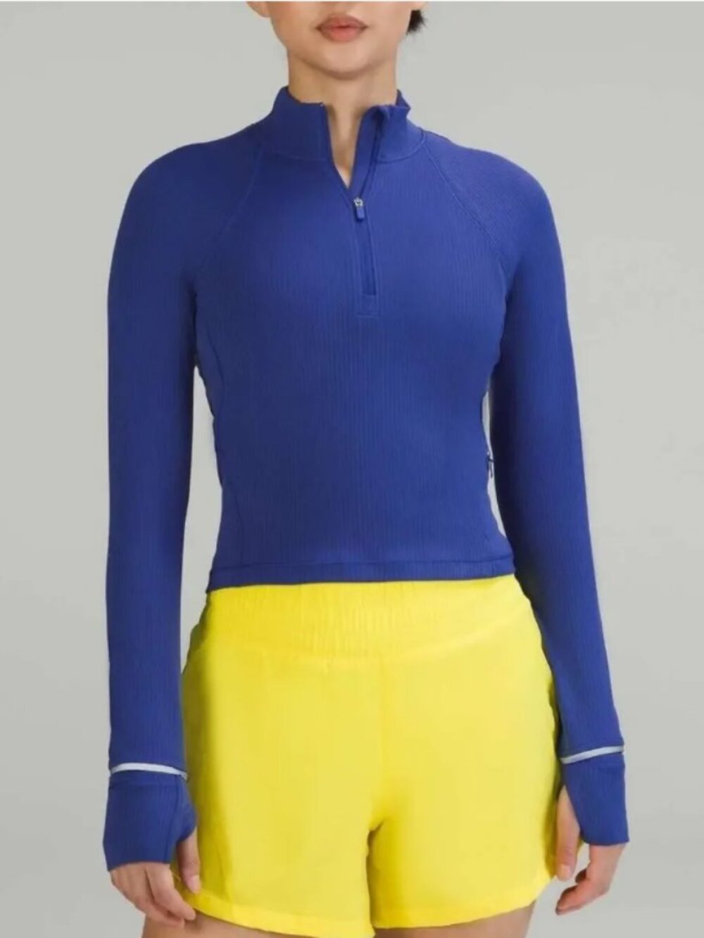 Lululemon Its Rulu Run Cropped Half Zip Ribbed Psychic sz. M